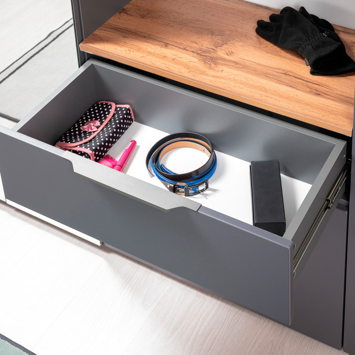 Октава Прихожая 09, серый графит/дуб крафт золотой/фасады МДФ серый графит