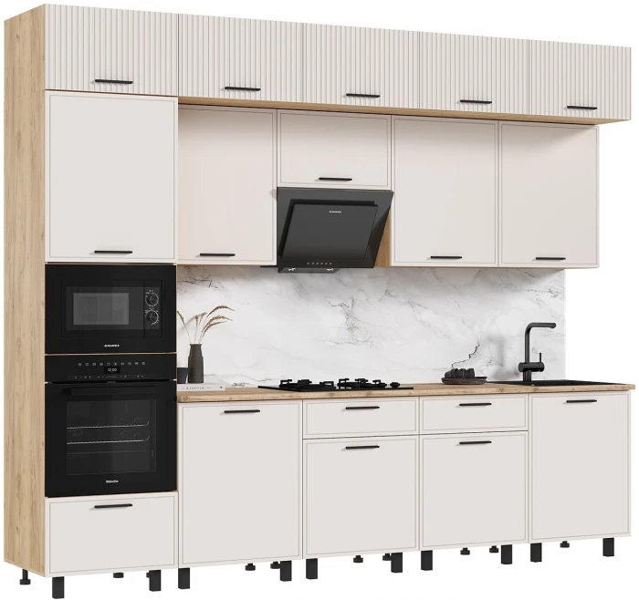 Модульная кухня Бьянка 3,0/1080м, Дуб крафт/Кашемир