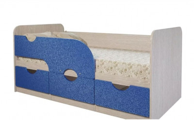 Кровать детская Минима "Лего 1860" (1892х770х850) дуб атланта/ультрамарин