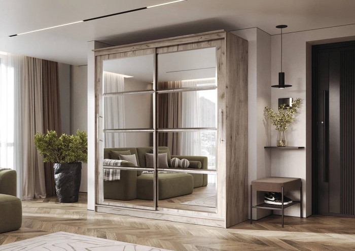 Шкаф-купе Элегант №8 2,0 м, Дуб крафт серый