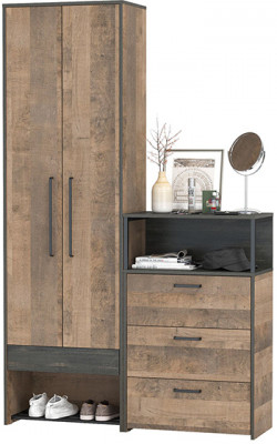 Трувор 13.328.02 Шкаф для одежды + 13.307.02 Комод с ящиками, дуб гранж песочный/интра