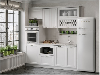 Кухня МДФ 2000 Милано Компоновка №3 (Белый)