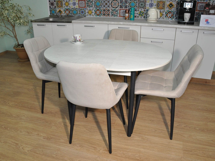 Обеденная группа Ника / Стул Х 4 шт. / Бетон белый/черный / бид 01