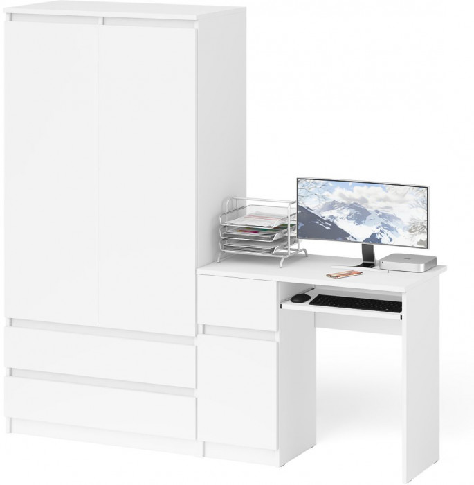 Мори компьютерный стол МС-1 левый + Шкаф МШ900.1, белый