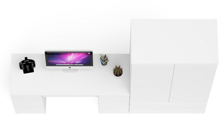 Мори компьютерный стол МС-2 + Шкаф МШ900.1, белый