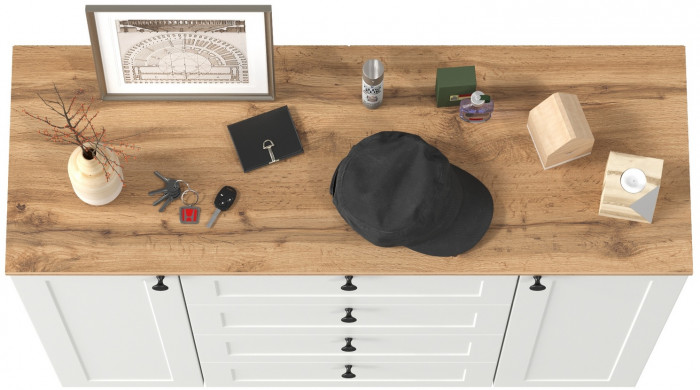 Остин 16.221 Комод, белый шагрень/дуб крафт золотой