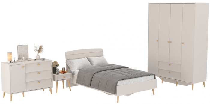 Афина Спальня 30-1200, цвет кашемир серый, сп.м. 1200х2000 мм., б/м, основание есть - фанера