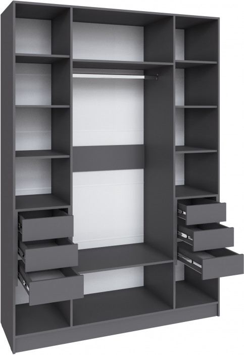 Шкаф Мадрид (1,6) с 6 ящ. внутри без зеркала, Графит серый