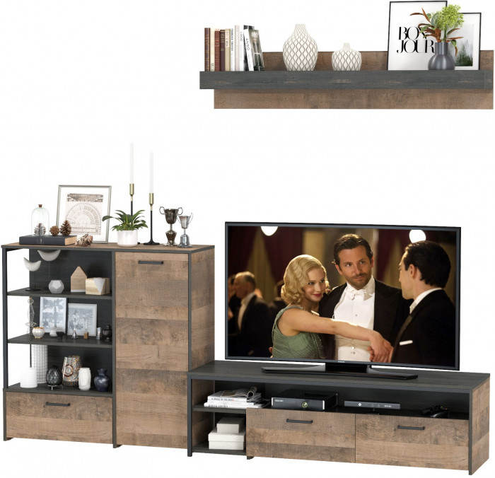 Трувор 13.70 Тумба под ТВ + 13.307.01 Комод + 15.60 Полка, дуб гранж песочный/интра