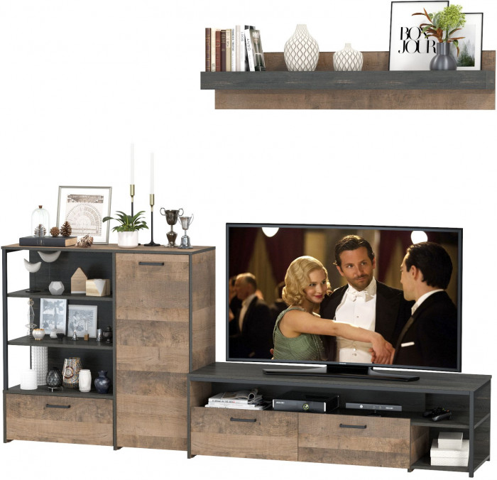 Трувор 13.70 Тумба под ТВ + 13.307.01 Комод + 15.60 Полка, дуб гранж песочный/интра