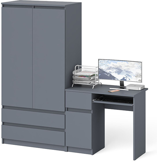 Мори компьютерный стол МС-1 левый + Шкаф МШ900.1, графит