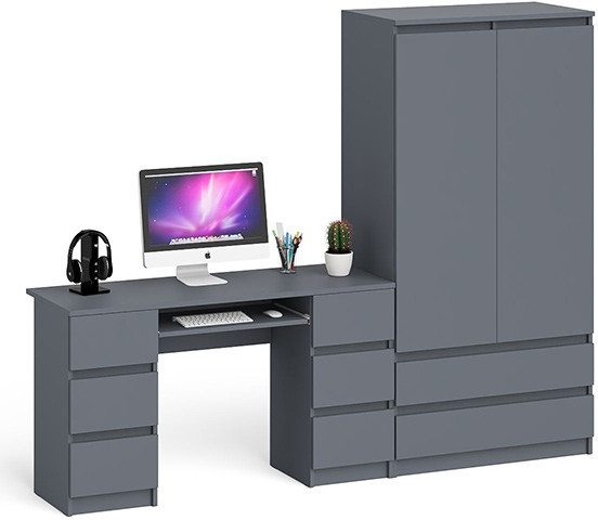 Мори компьютерный стол МС-2 + Шкаф МШ900.1, графит