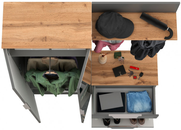 Октава Прихожая 10, серый графит/дуб крафт золотой/фасады МДФ серый графит