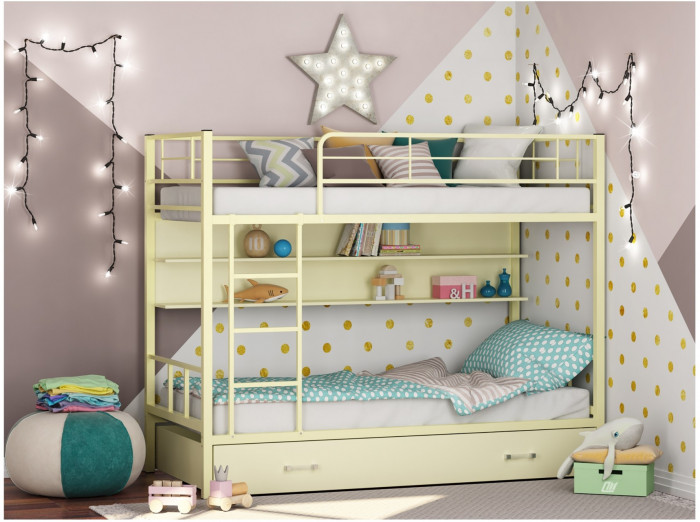 Двухъярусная кровать Севилья 2ПЯ (Серый, Крем)