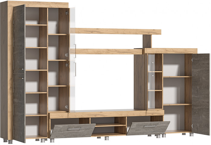 Гостиная Аллегро-1, Дуб крафт золотой/Камень темный