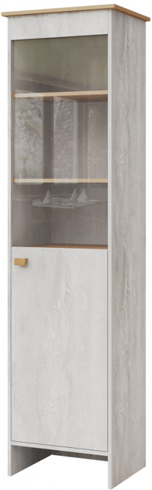 Пенал-витрина (правое исполнение) "Скандинавия" - Бетон пайн светлый/Дуб наварра