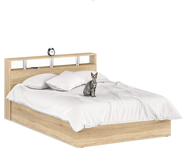 Камелия Кровать 1400, цвет дуб сонома, ШхГхВ 143,5х217х78,2 см., сп.м. 1400х2000 мм., без матраса, основание есть