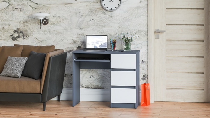 Мори компьютерный стол МС-6 правый, графит/белый