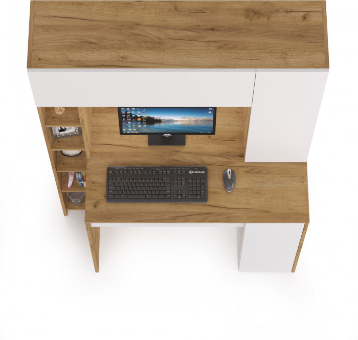компьютерный стол Комфорт 12.71, дуб золотой/белый
