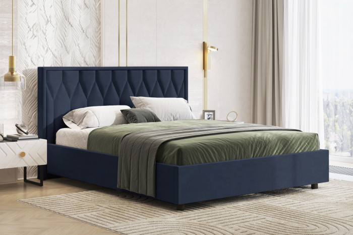 Кровать-10М с подъёмным основанием 1400 темно-синяя