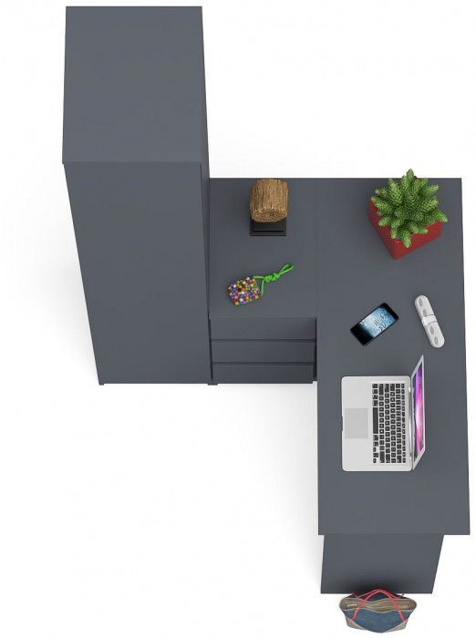 Мори компьютерный стол МС-16 левый + Пенал МШ400.1, графит