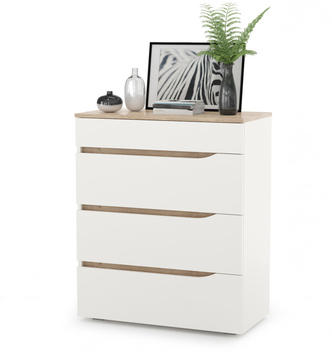 Муссон 13.198 Шкаф двухстворчатый + 13.97 Комод, белый/дуб эндгрейн элегантный