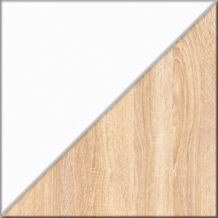 Прихожая П-6 Компоновка № 43, дуб сонома/фасады МДФ белое дерево фрезеровка ромб