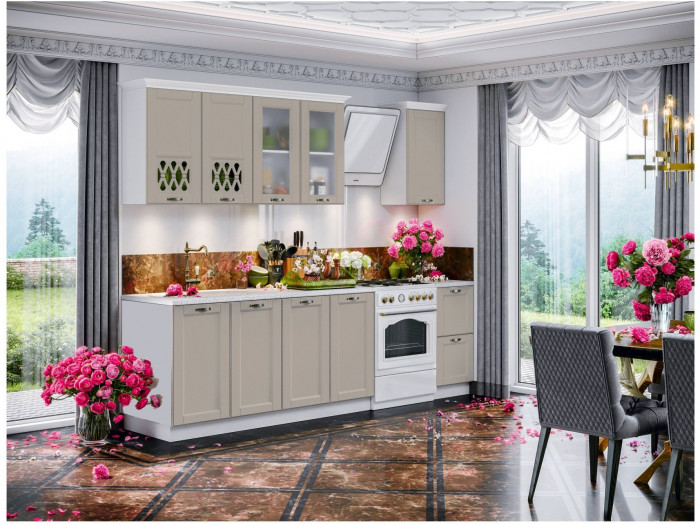 Кухня МДФ 2000 Милано Компоновка №2 (Шарли бриз, Белый)