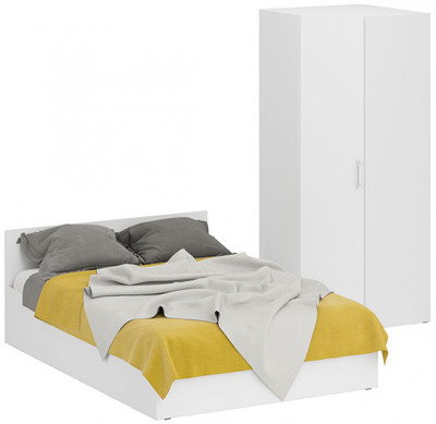 Кровать 1400 + угловой шкаф Стандарт, белый