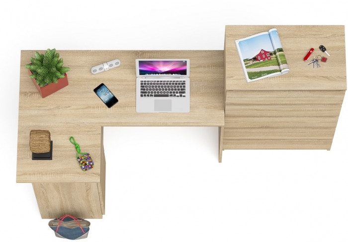 Мори компьютерный стол МС-16 левый + Комод МК700.5, дуб сонома