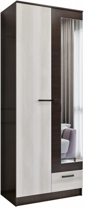 Адель Шкаф 0,8 платяной, вотан/Белый глянец