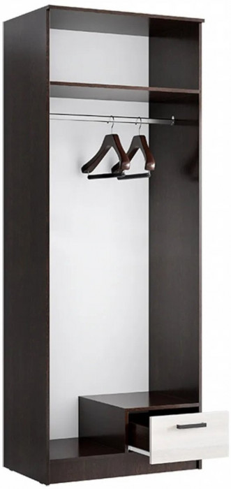 Адель Шкаф 0,8 платяной, вотан/Белый глянец