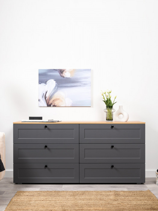 Остин 16.240 Комод, серый графит/дуб крафт золотой