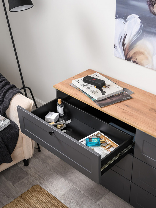 Остин 16.240 Комод, серый графит/дуб крафт золотой