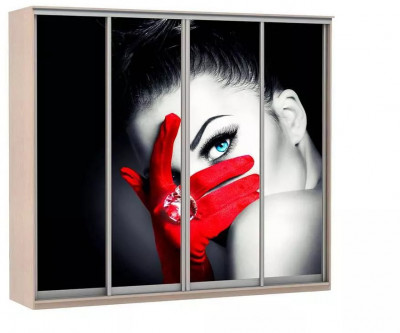 Шкаф купе Модерн 2362х450 4-х дверный 3-х секционный фотопечать №1 ясень