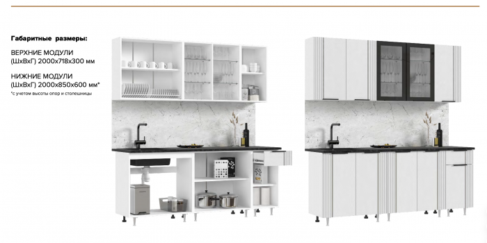 Кухня Виктория 2,0м Пластер бьянко/графит