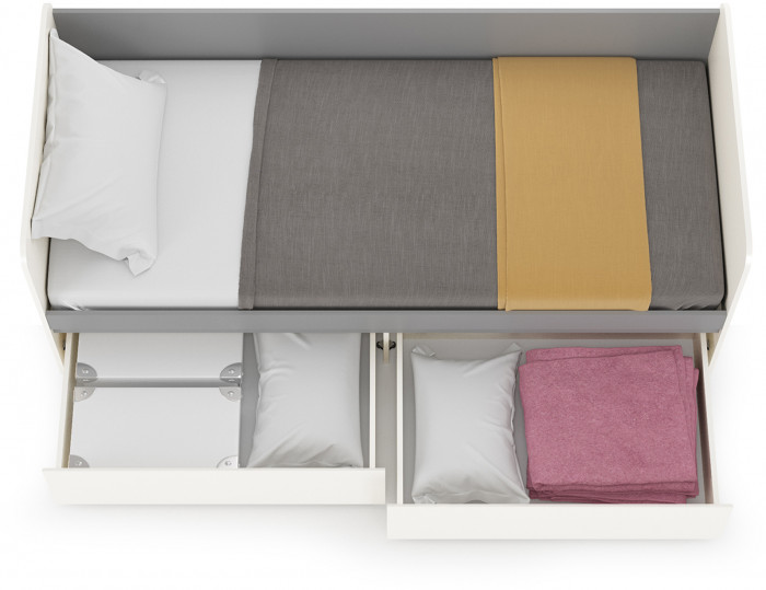 Торонто 11.39 Кровать, цвет белый шагрень/стальной серый, ШхГхВ 194х84,4х75,4 см., сп. м. 800х1900 мм., б/м, основание есть, макс. нагрузка 80 кг.