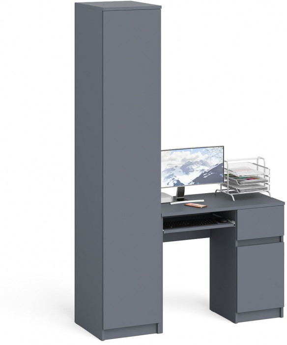 Мори компьютерный стол МС-1 правый + Пенал МШ400.1, графит