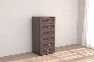 Кэт-4 Комод 6 ящиков (Caiman коричневый/Венге Linum)