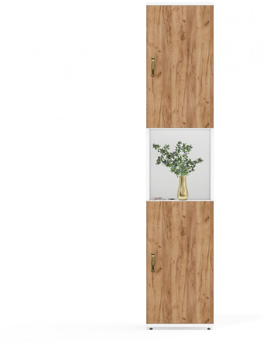 Лидер-8 Модуль Пенал, белый шагрень/крафт золото