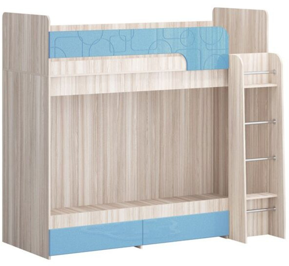 Двухъярусная кровать Бемби МДФ NEW, ясень (Белый глянец, Ясень шимо светлый)