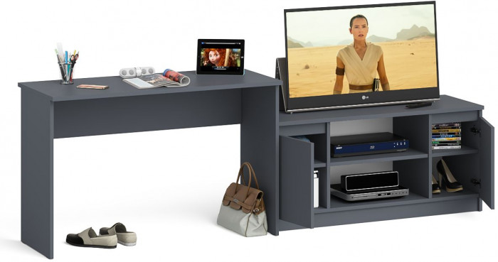 Мори письменный стол МСП1200.1 + Тумба МТВ1200.1, графит