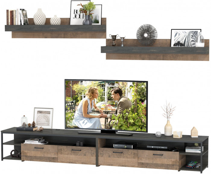 Трувор 13.70 Тумба под ТВ + 13.70 Тумба под ТВ +15.60 Полка + 15.60 Полка, дуб гранж песочный/интра