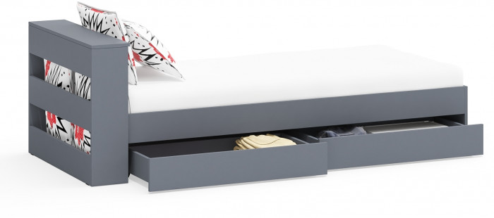 Ксения Кровать с ящиками 0900, графит