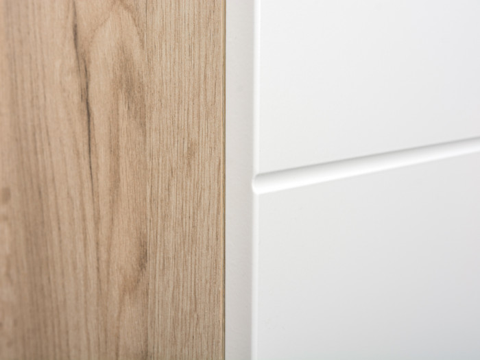 Лайн Прихожая № 03, дуб крафт серый/фасады МДФ белый глянец