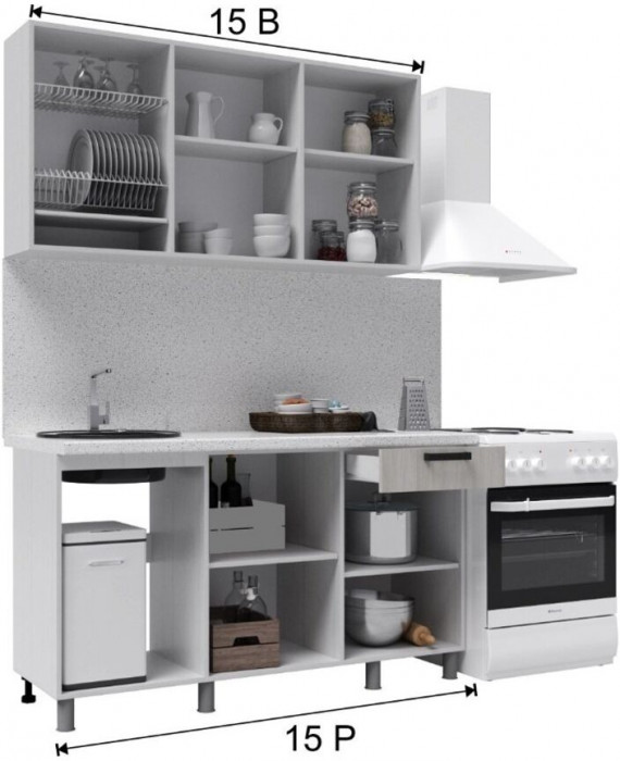 Кухонный гарнитур Нагано 1,5м Дуб Юкон