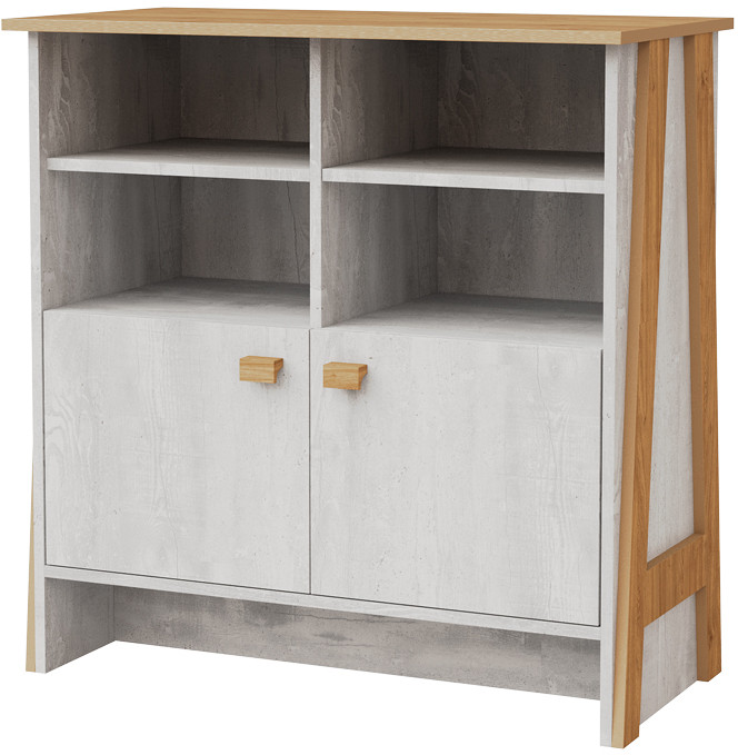 Комод двухдверный "Скандинавия-1" - Бетон пайн светлый/Дуб наварра