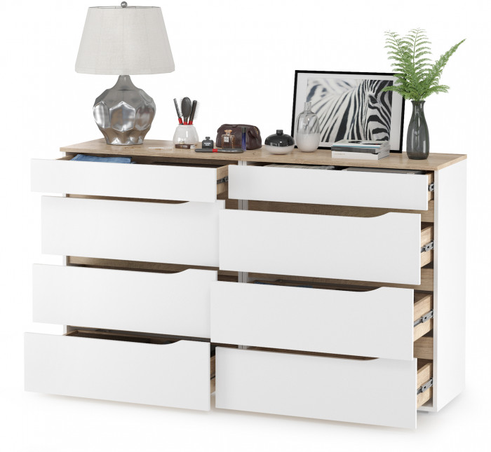 Муссон 13.97 Комод + 13.97 Комод, белый/дуб эндгрейн элегантный