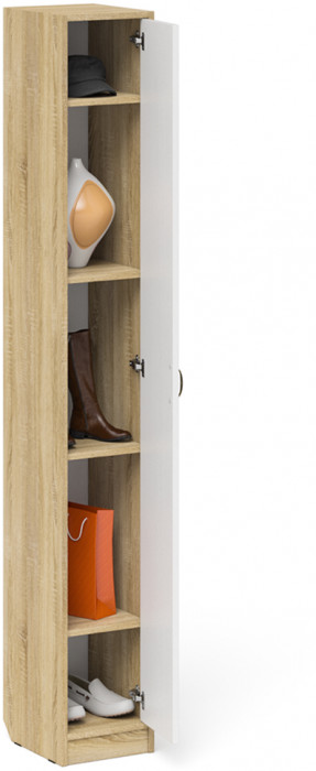 Прихожая П-6-350 Пенал, дуб сонома/фасады МДФ белое дерево фрезеровка прованс