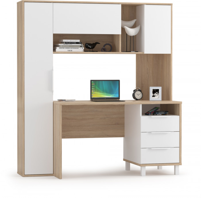 компьютерный стол Комфорт 12.95N, дуб сонома/белый